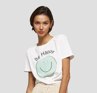camiseta algodón informal be happy